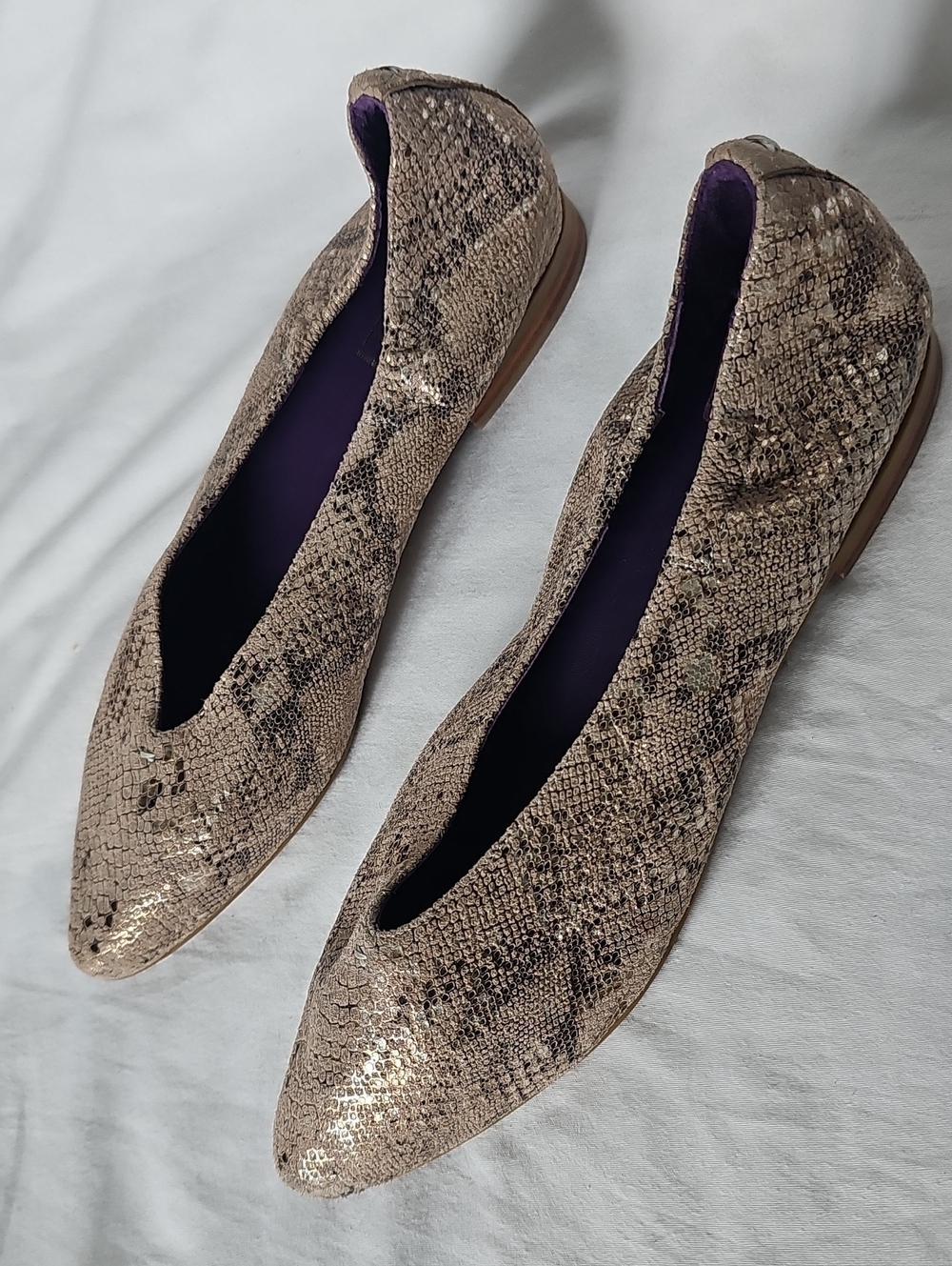 Vaneli Snake Print Pointed Toe Ballet flats